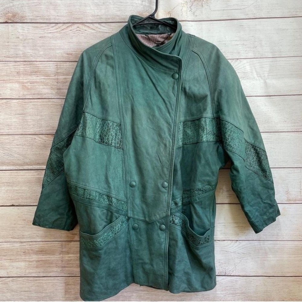 VINTAGE PELLE LEATHER COAT‎ IN GREEN